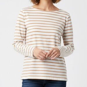 J.Crew Striped Boatneck Long-Sleeve T-Shirt - Classic & Versatile! 100% Cotton